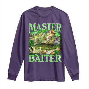 Master Baiter Long Sleeve Shirt Funny Bass Fishing Fisher Bootleg Graphic TS10 Purple Print Your Wear