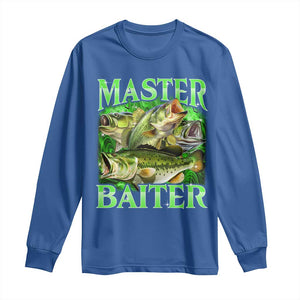 Master Baiter Long Sleeve Shirt Funny Bass Fishing Fisher Bootleg Graphic TS10 Royal Blue Print Your Wear