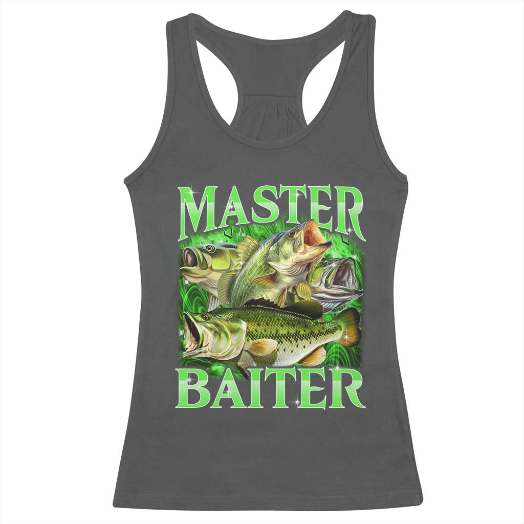 Master Baiter Racerback Tank Top Funny Bass Fishing Fisher Bootleg Graphic TS10 Dark Heather Print Your Wear