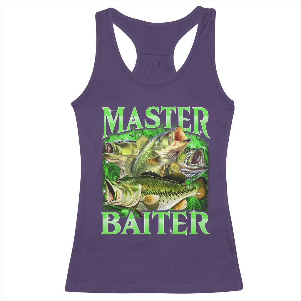 Master Baiter Racerback Tank Top Funny Bass Fishing Fisher Bootleg Graphic TS10 Purple Print Your Wear