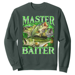 Master Baiter Sweatshirt Funny Bass Fishing Fisher Bootleg Graphic TS10 Dark Forest Green Print Your Wear