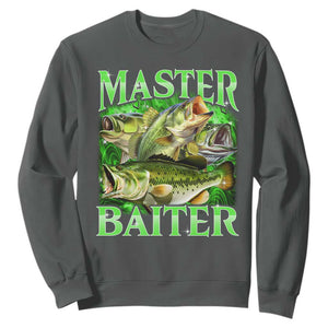 Master Baiter Sweatshirt Funny Bass Fishing Fisher Bootleg Graphic TS10 Dark Heather Print Your Wear