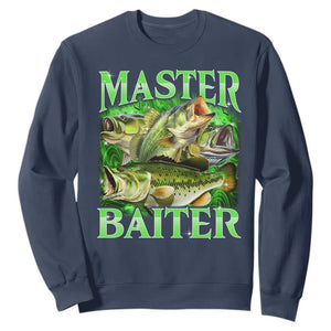 Master Baiter Sweatshirt Funny Bass Fishing Fisher Bootleg Graphic TS10 Navy Print Your Wear