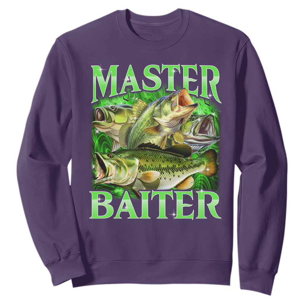 Master Baiter Sweatshirt Funny Bass Fishing Fisher Bootleg Graphic TS10 Purple Print Your Wear