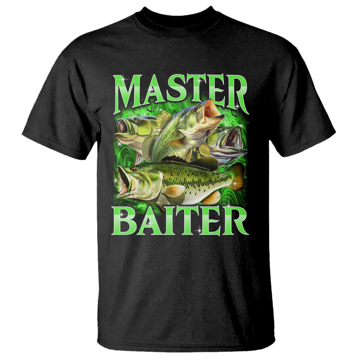 Master Baiter T Shirt Funny Bass Fishing Fisher Bootleg Graphic TS10 Black Print Your Wear