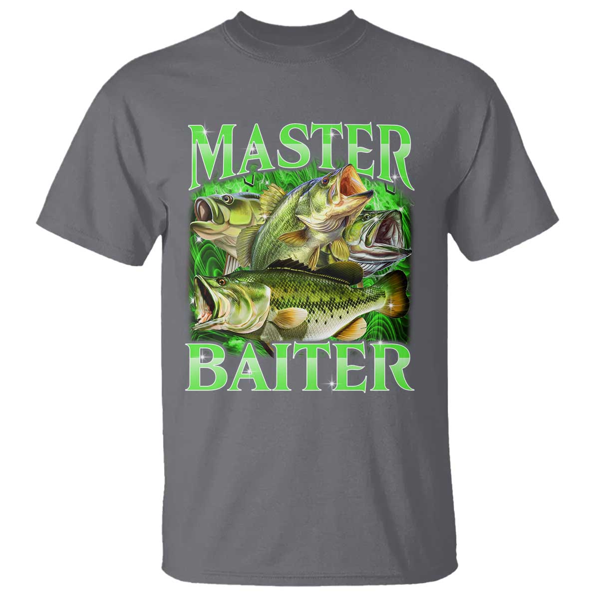 Master Baiter T Shirt Funny Bass Fishing Fisher Bootleg Graphic TS10 Charcoal Print Your Wear