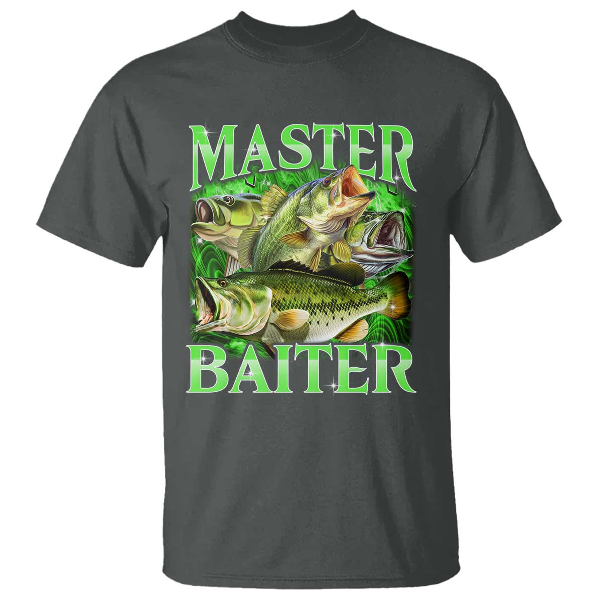 Master Baiter T Shirt Funny Bass Fishing Fisher Bootleg Graphic TS10 Dark Heather Print Your Wear
