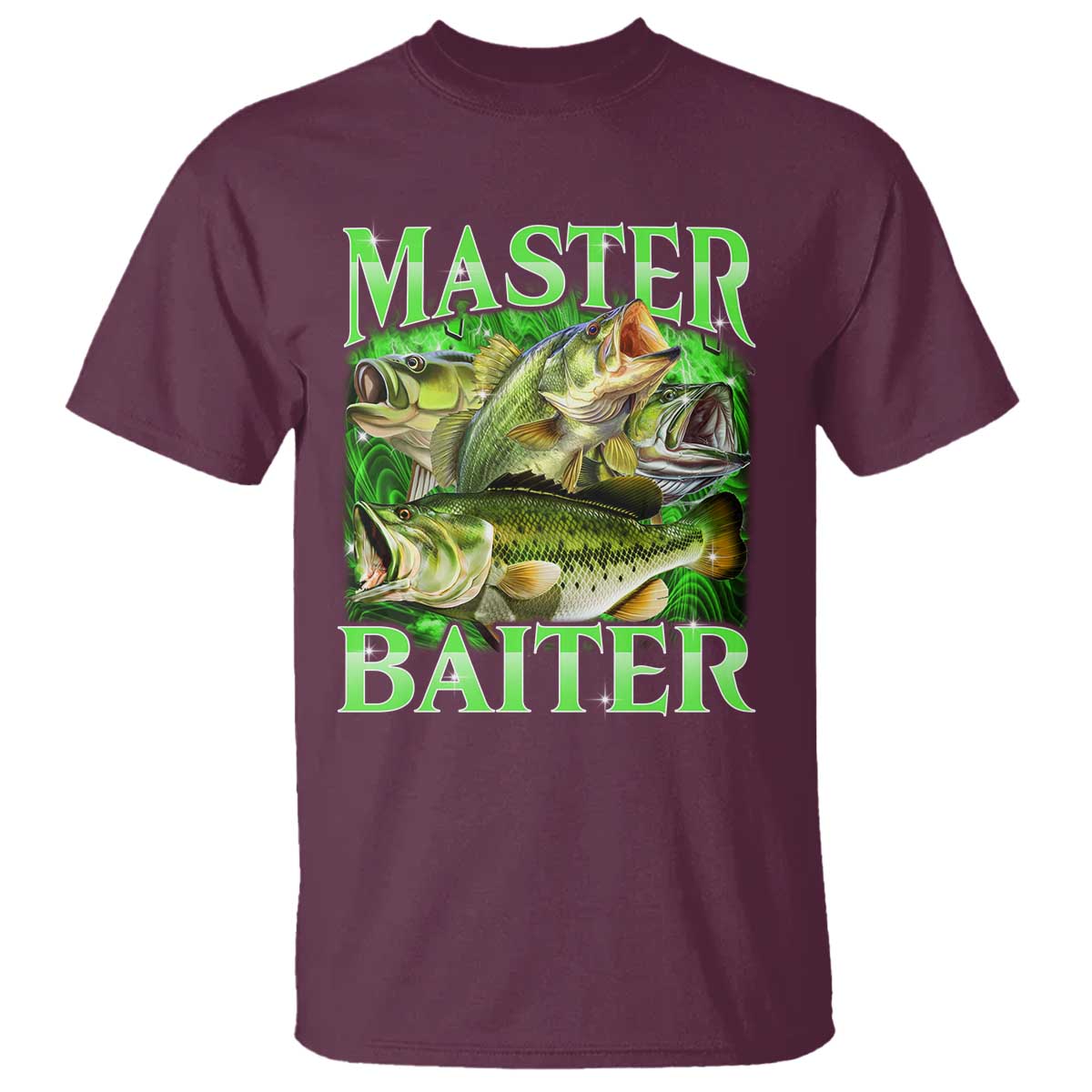 Master Baiter T Shirt Funny Bass Fishing Fisher Bootleg Graphic TS10 Maroon Print Your Wear