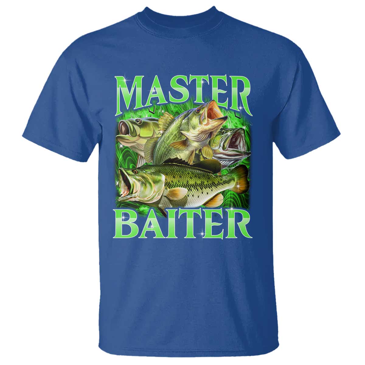 Master Baiter T Shirt Funny Bass Fishing Fisher Bootleg Graphic TS10 Royal Blue Print Your Wear