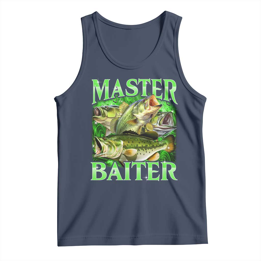 Master Baiter Tank Top Funny Bass Fishing Fisher Bootleg Graphic TS10 Navy Print Your Wear