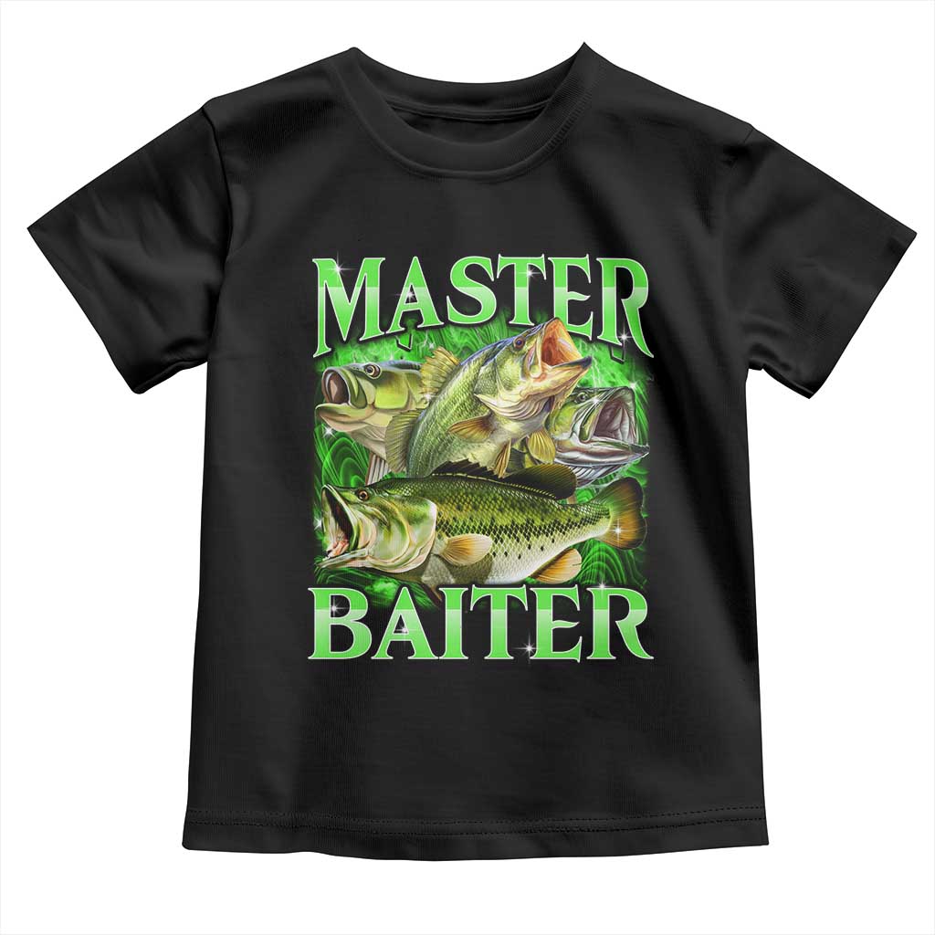 Master Baiter Toddler T Shirt Funny Bass Fishing Fisher Bootleg Graphic TS10 Black Print Your Wear