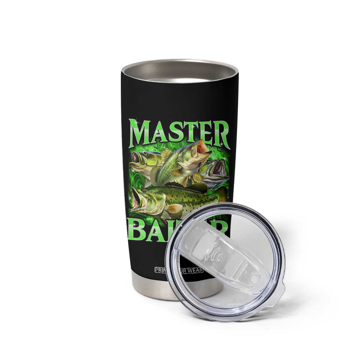 Master Baiter Tumbler Cup Funny Bass Fishing Fisher Bootleg Graphic TS10 Print Your Wear