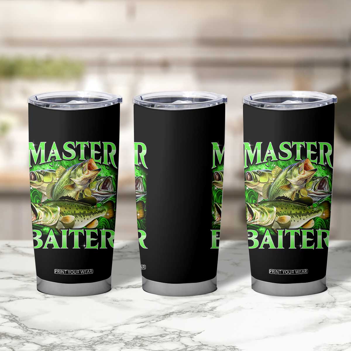 Master Baiter Tumbler Cup Funny Bass Fishing Fisher Bootleg Graphic TS10 Print Your Wear
