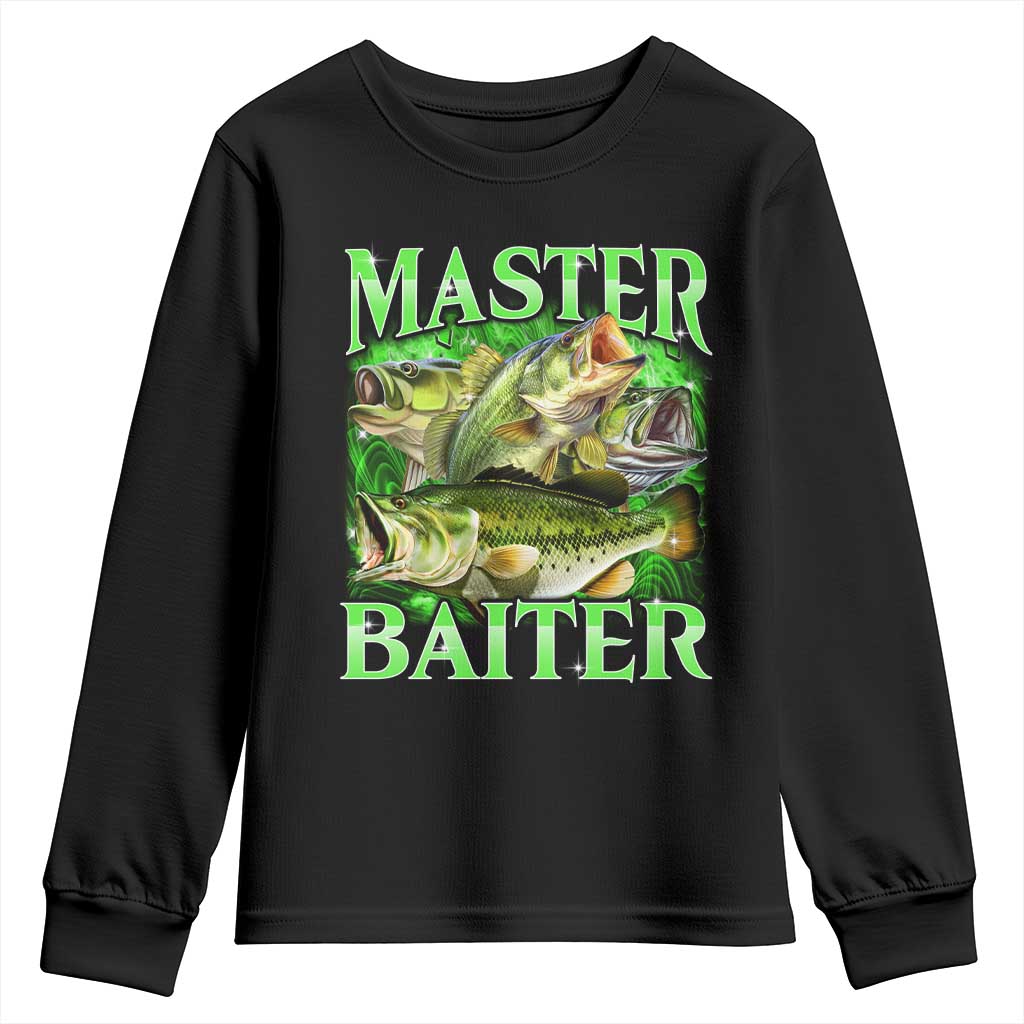 Master Baiter Youth Sweatshirt Funny Bass Fishing Fisher Bootleg Graphic TS10 Black Print Your Wear