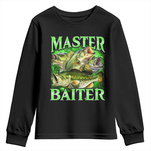 Master Baiter Youth Sweatshirt Funny Bass Fishing Fisher Bootleg Graphic TS10 Black Print Your Wear