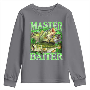 Master Baiter Youth Sweatshirt Funny Bass Fishing Fisher Bootleg Graphic TS10 Charcoal Print Your Wear