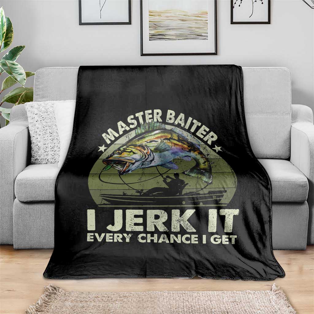 Retro Master Baiter Throw Blanket Funny Bass Fishing Fisher TS10 Print Your Wear