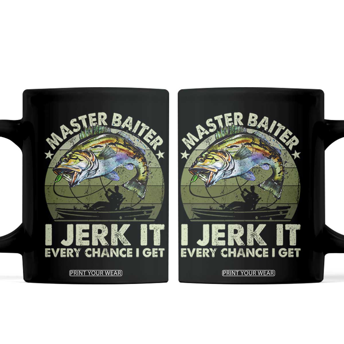 Retro Master Baiter Coffee Mug Funny Bass Fishing Fisher TS10 Black Print Your Wear
