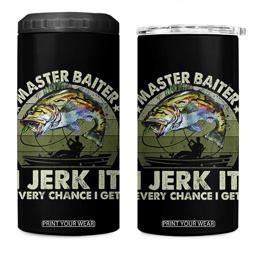 Retro Master Baiter 4 in 1 Can Cooler Tumbler Funny Bass Fishing Fisher TS10 One Size: 16 oz Black Print Your Wear