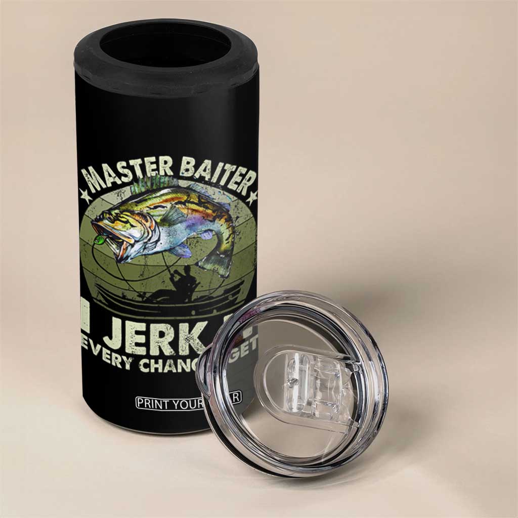 Retro Master Baiter 4 in 1 Can Cooler Tumbler Funny Bass Fishing Fisher TS10 Print Your Wear