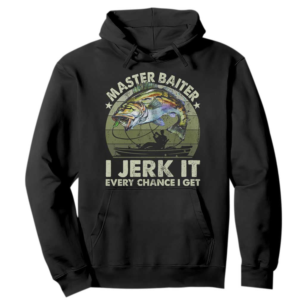Retro Master Baiter Hoodie Funny Bass Fishing Fisher TS10 Black Print Your Wear