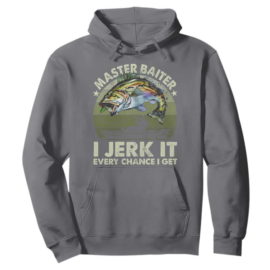 Retro Master Baiter Hoodie Funny Bass Fishing Fisher TS10 Charcoal Print Your Wear