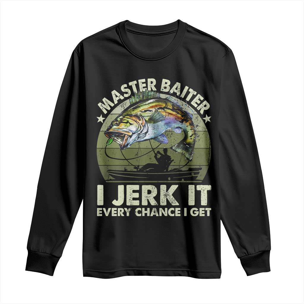 Retro Master Baiter Long Sleeve Shirt Funny Bass Fishing Fisher TS10 Black Print Your Wear