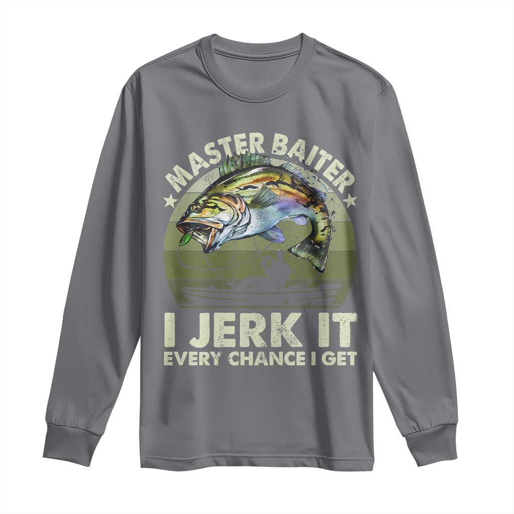 Retro Master Baiter Long Sleeve Shirt Funny Bass Fishing Fisher TS10 Charcoal Print Your Wear