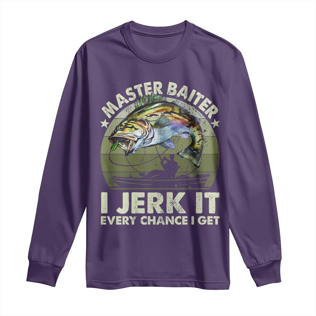Retro Master Baiter Long Sleeve Shirt Funny Bass Fishing Fisher TS10 Purple Print Your Wear