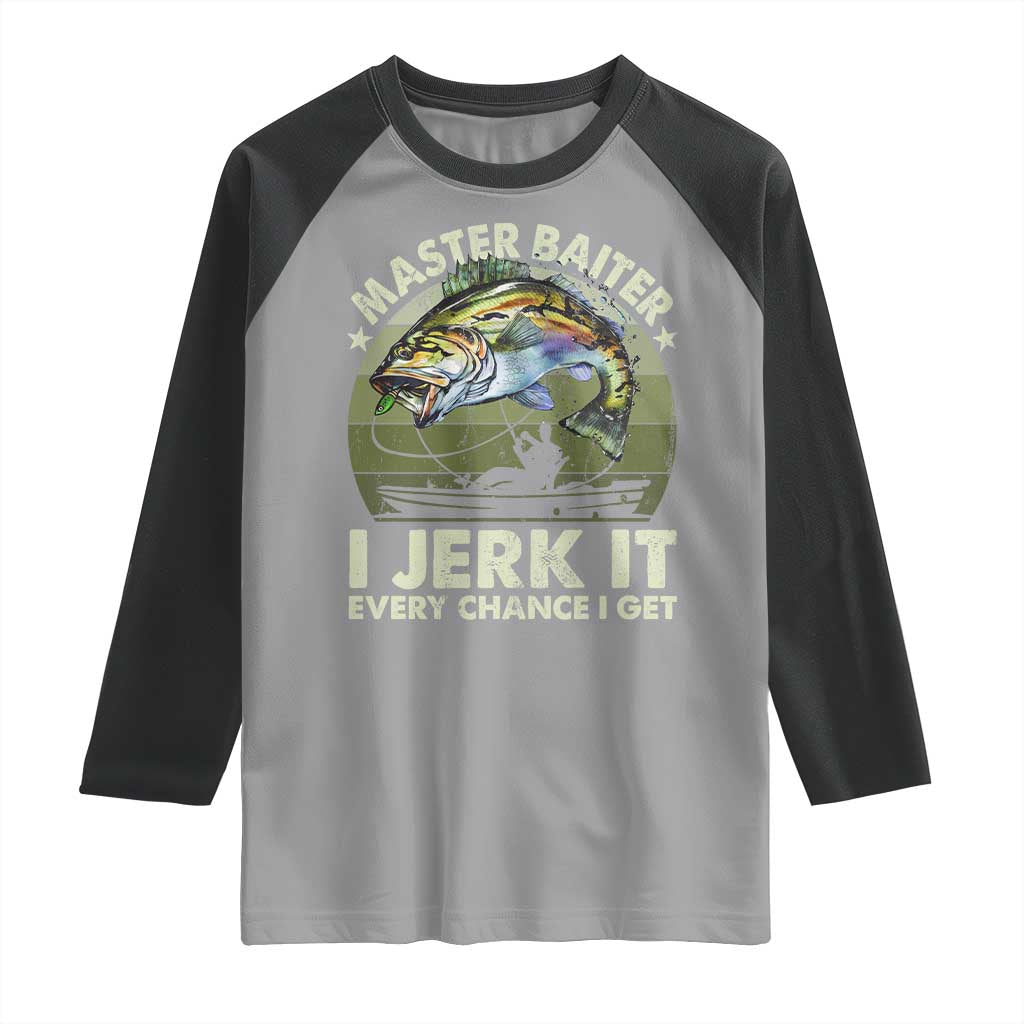 Retro Master Baiter Raglan Shirt Funny Bass Fishing Fisher TS10 Sport Gray Black Print Your Wear