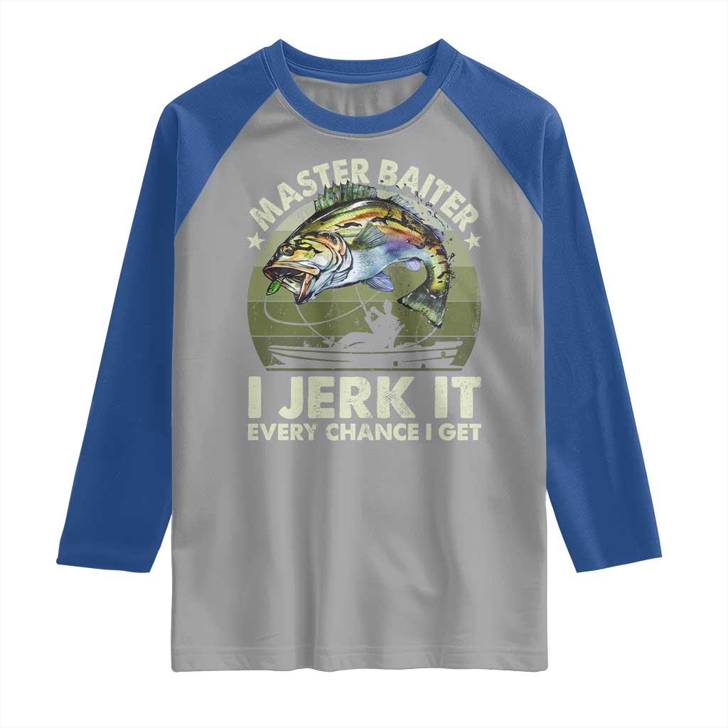 Retro Master Baiter Raglan Shirt Funny Bass Fishing Fisher TS10 Sport Gray Royal Print Your Wear