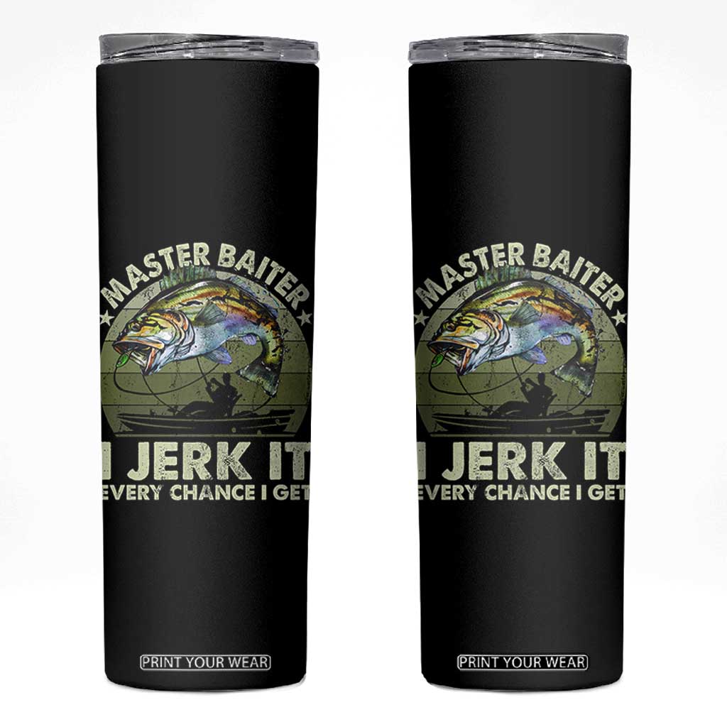 Retro Master Baiter Skinny Tumbler Funny Bass Fishing Fisher TS10 Black Print Your Wear