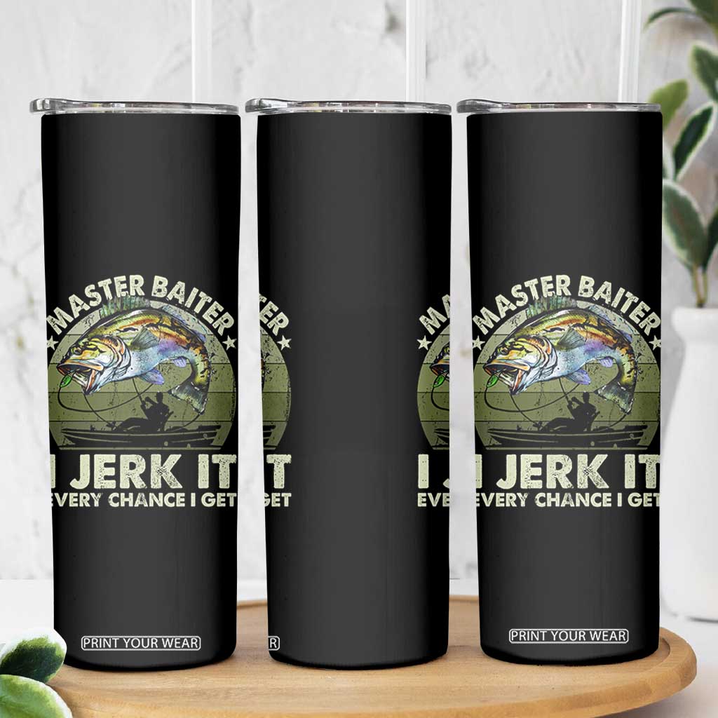 Retro Master Baiter Skinny Tumbler Funny Bass Fishing Fisher TS10 Print Your Wear