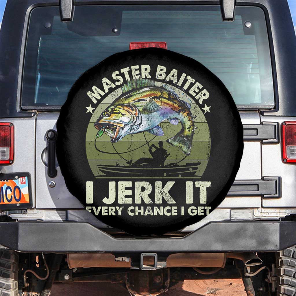 Retro Master Baiter Spare Tire Cover Funny Bass Fishing Fisher TS10 No hole Black Print Your Wear