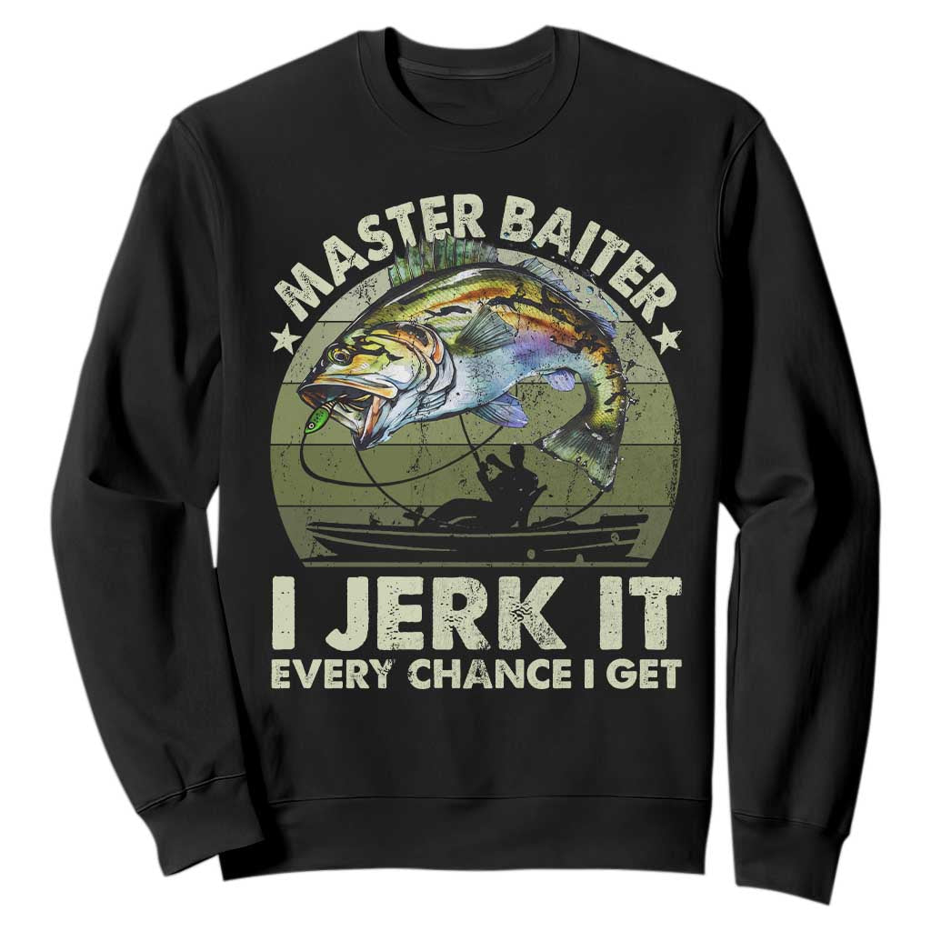Retro Master Baiter Sweatshirt Funny Bass Fishing Fisher TS10 Black Print Your Wear