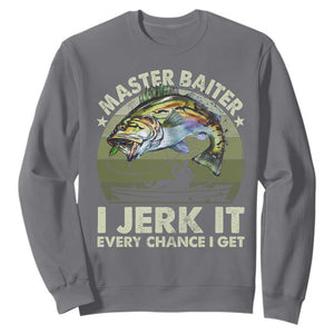 Retro Master Baiter Sweatshirt Funny Bass Fishing Fisher TS10 Charcoal Print Your Wear