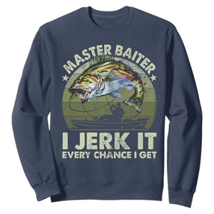 Retro Master Baiter Sweatshirt Funny Bass Fishing Fisher TS10 Navy Print Your Wear