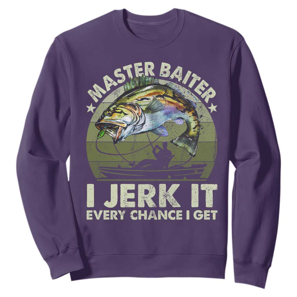 Retro Master Baiter Sweatshirt Funny Bass Fishing Fisher TS10 Purple Print Your Wear