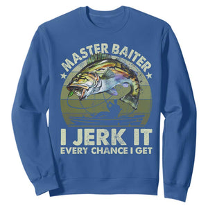 Retro Master Baiter Sweatshirt Funny Bass Fishing Fisher TS10 Royal Blue Print Your Wear