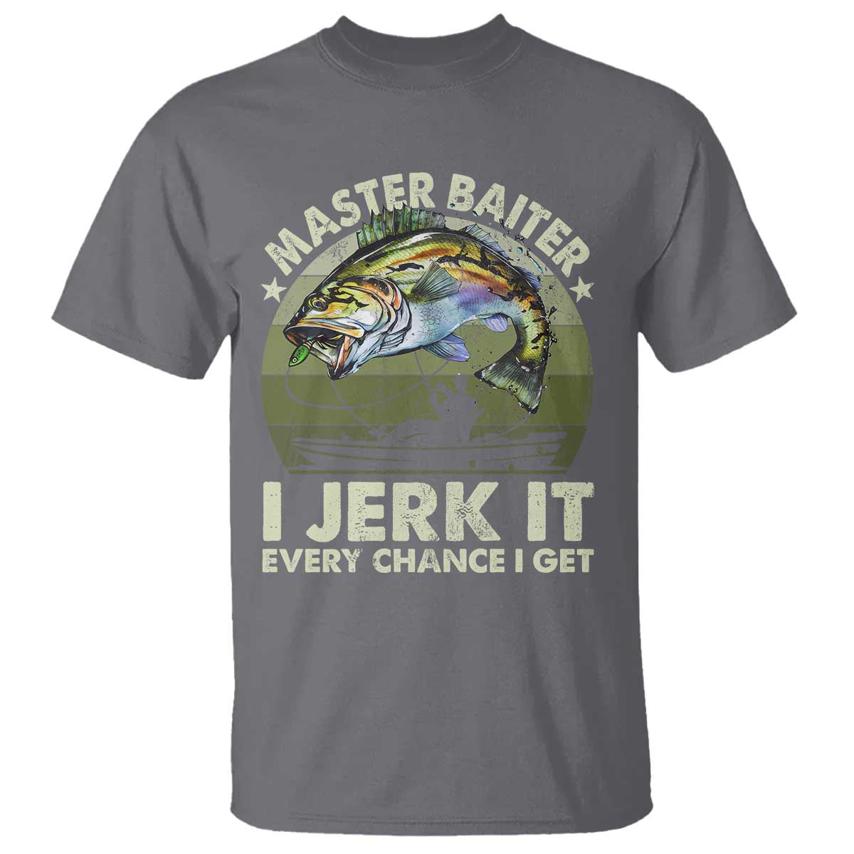 Retro Master Baiter T Shirt - Funny Bass Fishing Fisher Humor Angler Tee TS10 Charcoal Print Your Wear