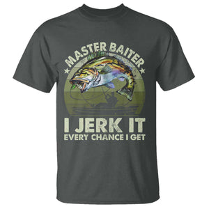 Retro Master Baiter T Shirt - Funny Bass Fishing Fisher Humor Angler Tee TS10 Dark Heather Print Your Wear