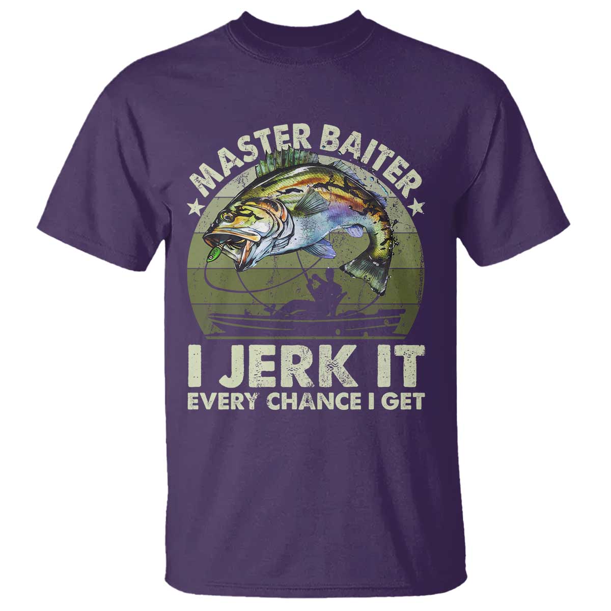 Retro Master Baiter T Shirt - Funny Bass Fishing Fisher Humor Angler Tee TS10 Purple Print Your Wear