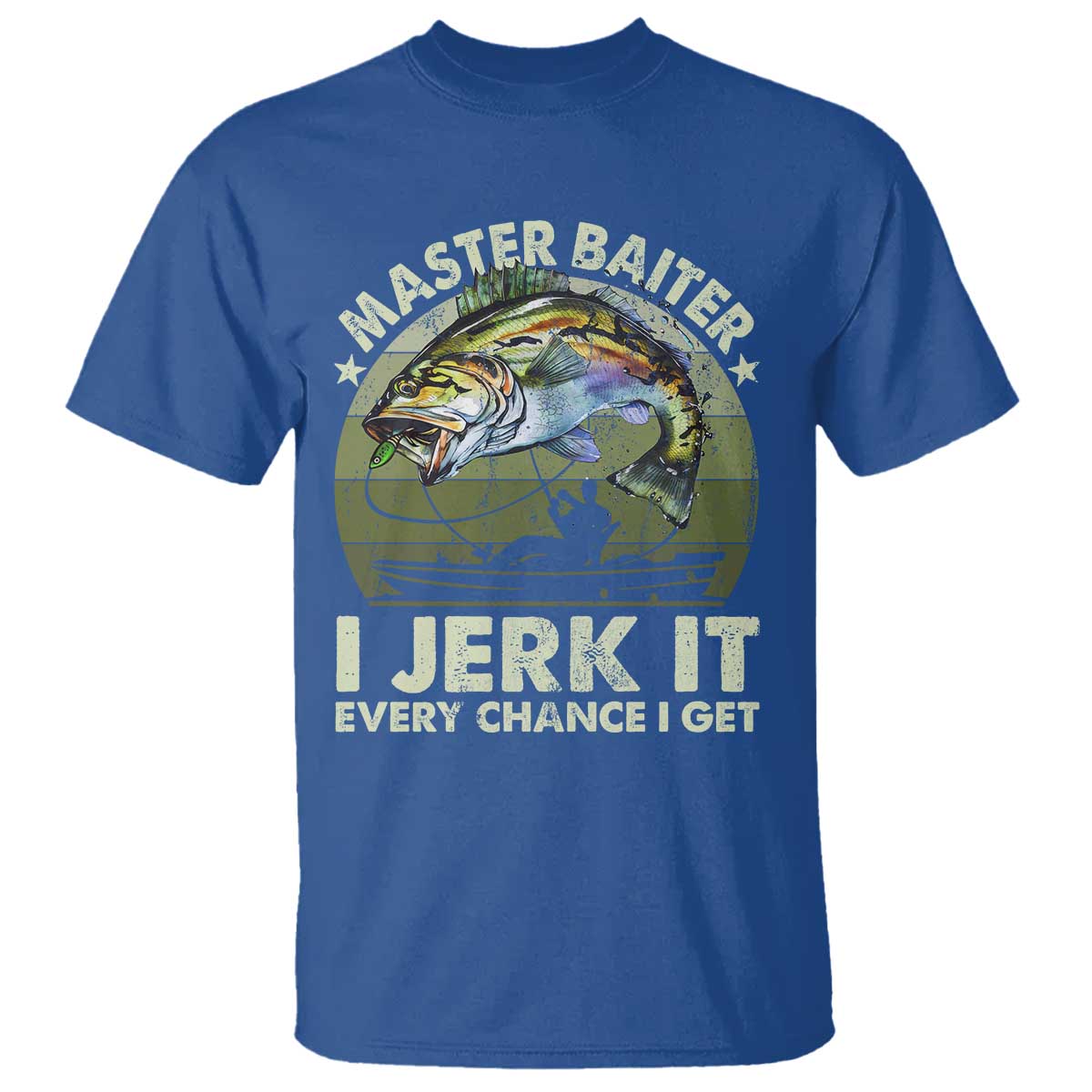 Retro Master Baiter T Shirt - Funny Bass Fishing Fisher Humor Angler Tee TS10 Royal Blue Print Your Wear