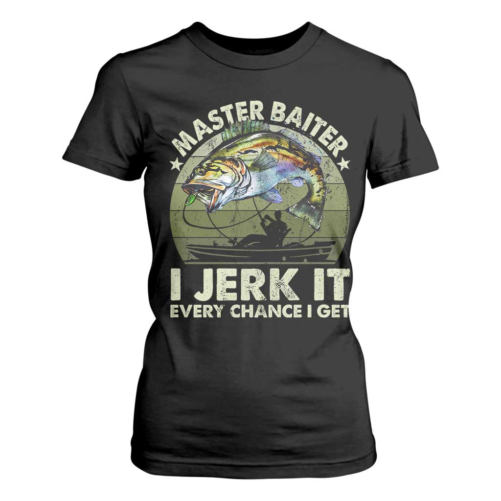 Retro Master Baiter T Shirt For Women Funny Bass Fishing Fisher TS10 Black Print Your Wear