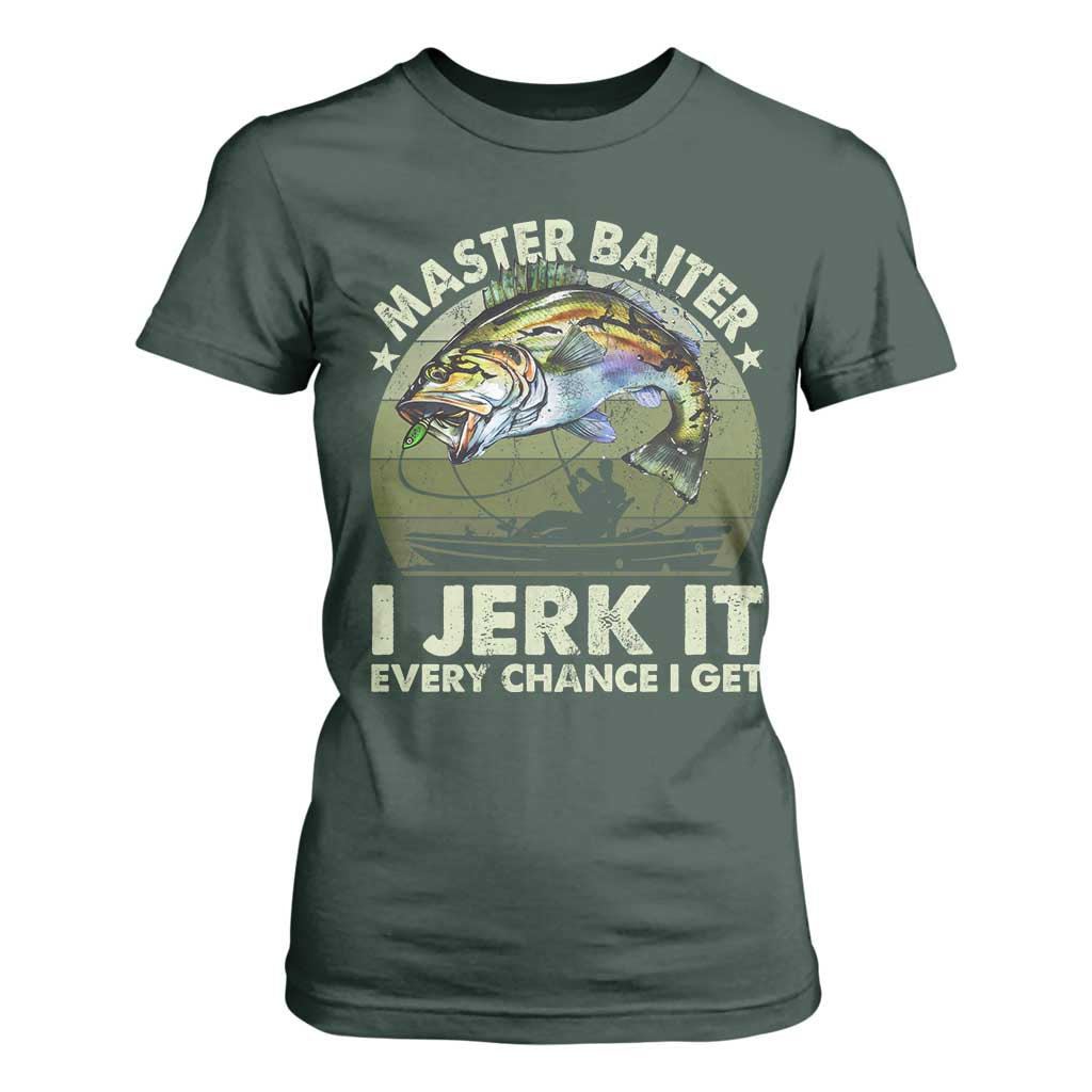 Retro Master Baiter T Shirt For Women Funny Bass Fishing Fisher TS10 Dark Forest Green Print Your Wear