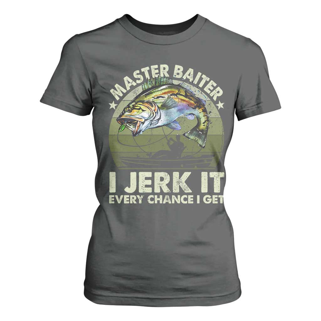 Retro Master Baiter T Shirt For Women Funny Bass Fishing Fisher TS10 Dark Heather Print Your Wear