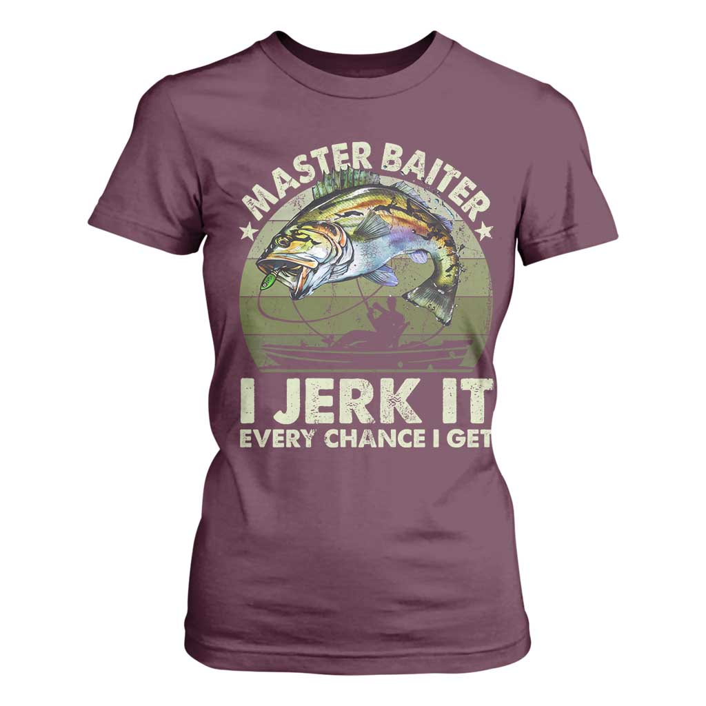 Retro Master Baiter T Shirt For Women Funny Bass Fishing Fisher TS10 Maroon Print Your Wear