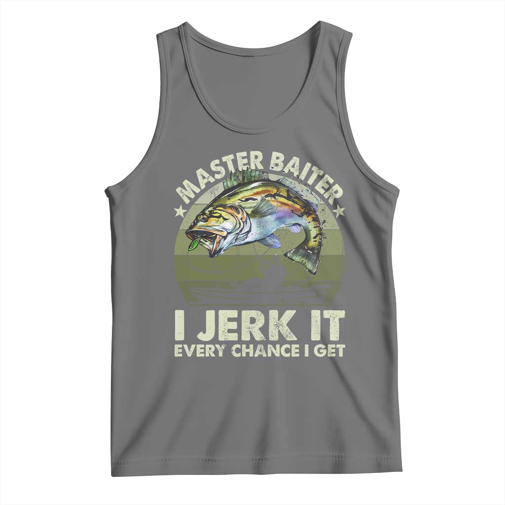 Retro Master Baiter Tank Top Funny Bass Fishing Fisher TS10 Black Heather Print Your Wear