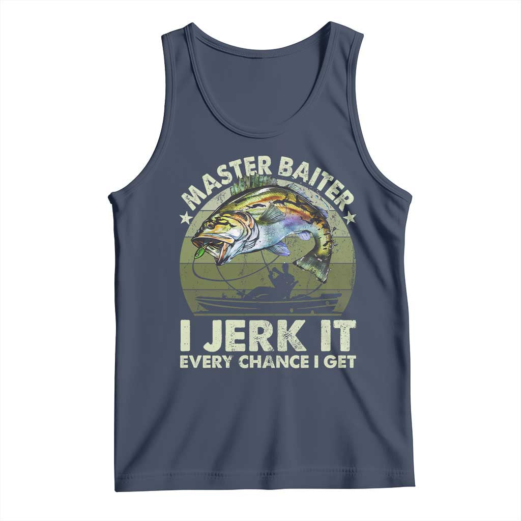 Retro Master Baiter Tank Top Funny Bass Fishing Fisher TS10 Navy Print Your Wear