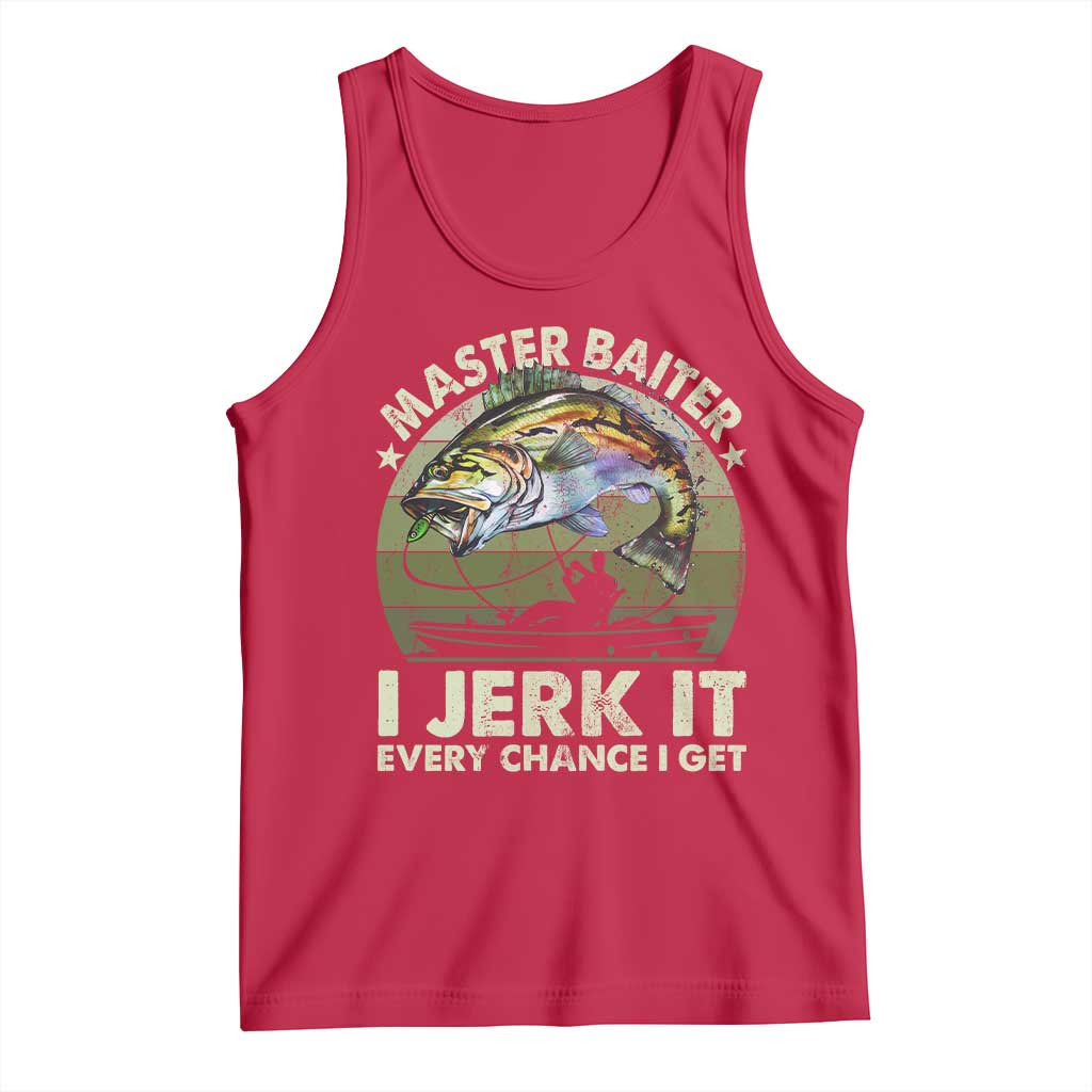 Retro Master Baiter Tank Top Funny Bass Fishing Fisher TS10 Red Print Your Wear